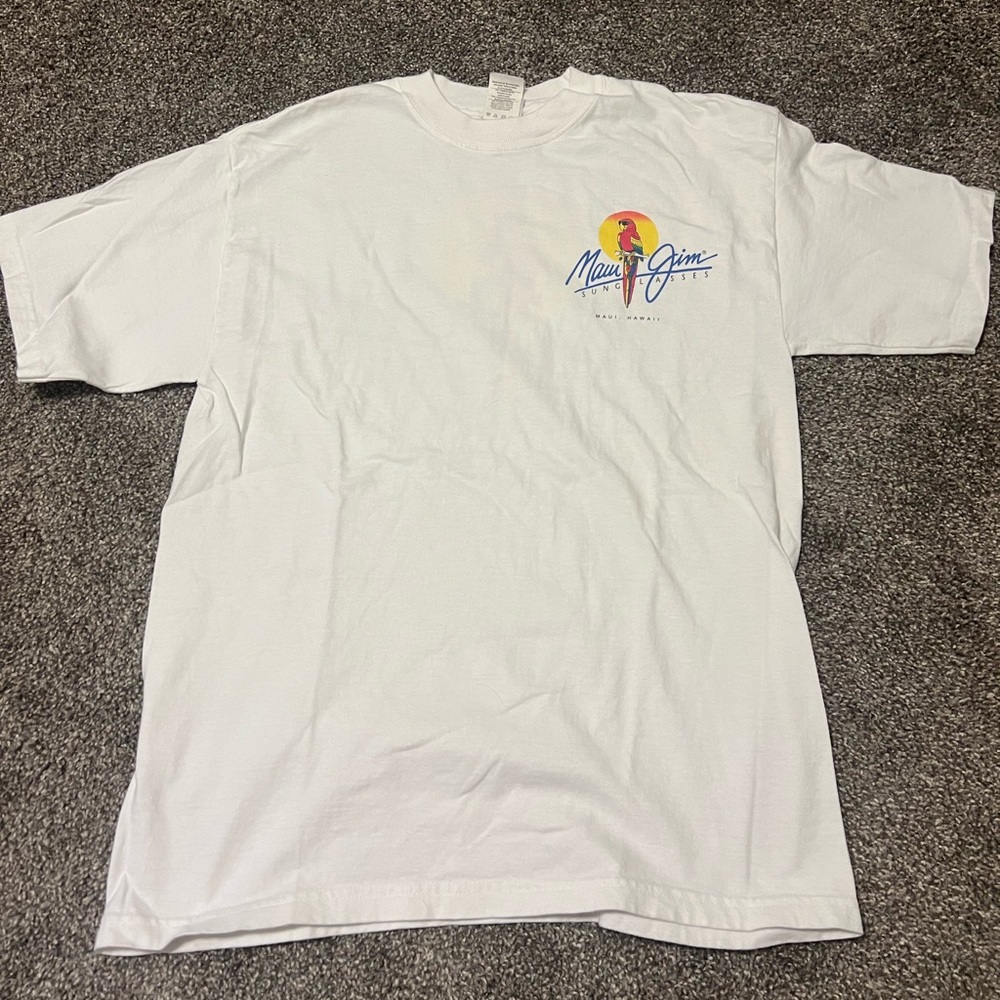 Maui Jim White Tee with Colorful Logo